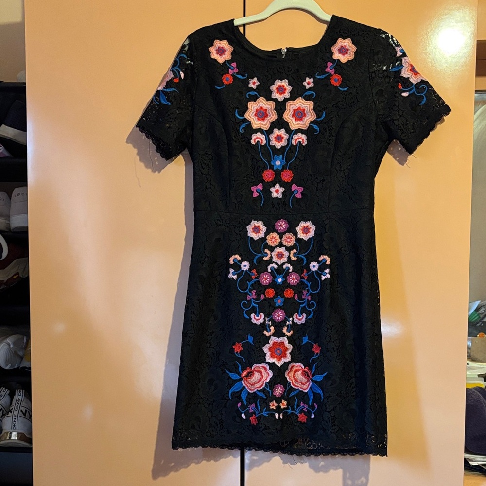 Romeo & Juliet Couture Black Dress with Vibrant Embroidery